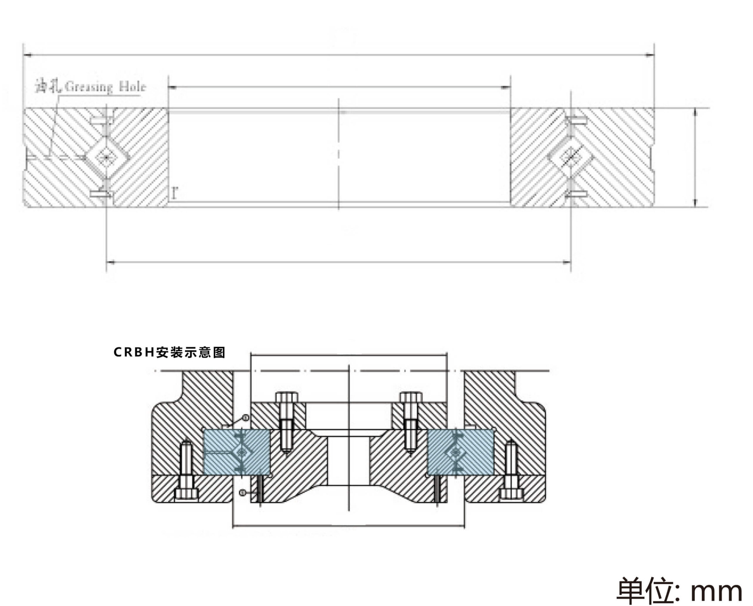 交叉滾子軸承CRBH...A型圖紙示意